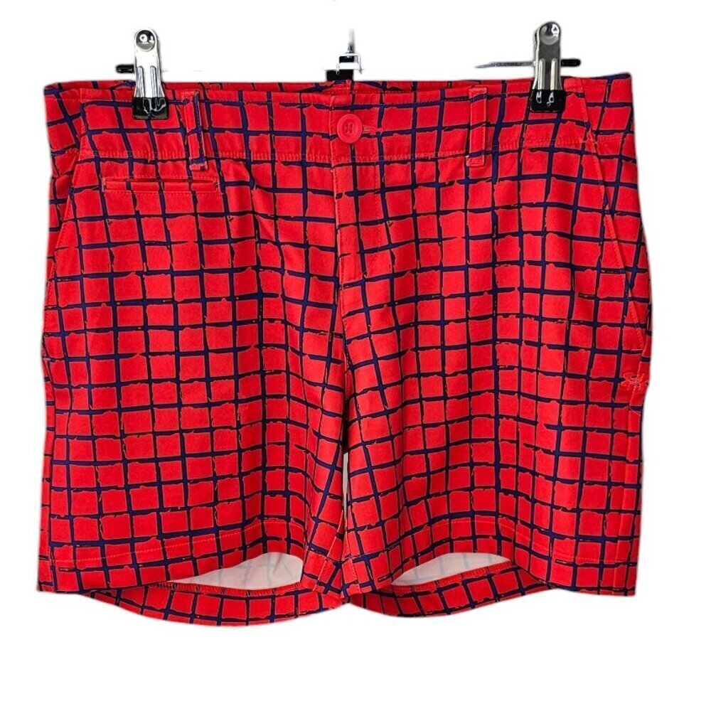 Under Armour Women's HeatGear Athletic Golf Shorts Size 6 Check Print Stretch